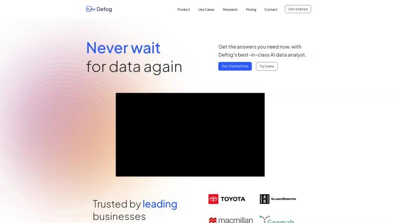 Homepage of Defog