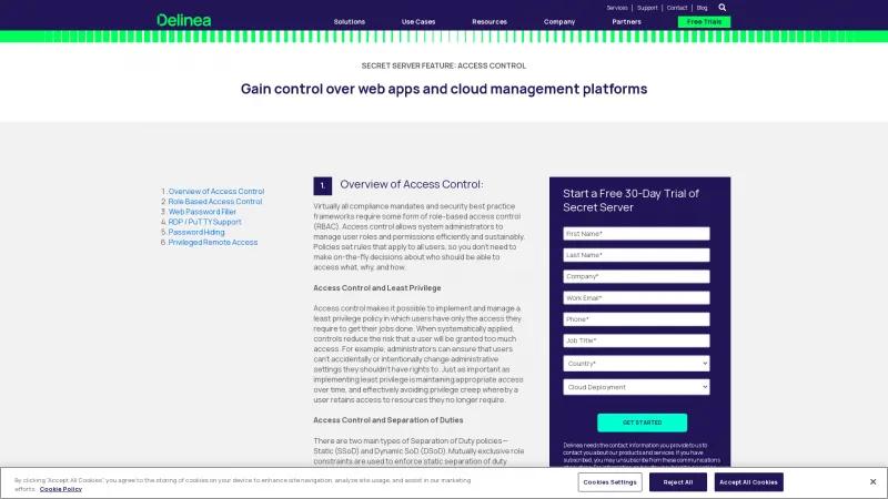 Homepage of Delinea Cloud Access Controller