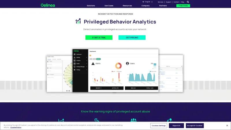 Homepage of Delinea Privileged Behavior Analytics