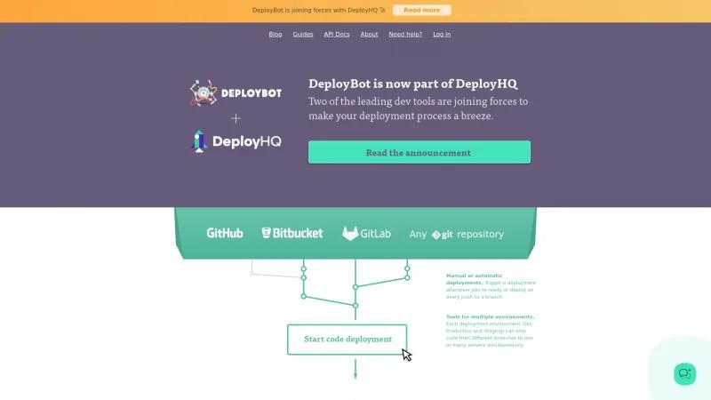 Homepage of DeployBot