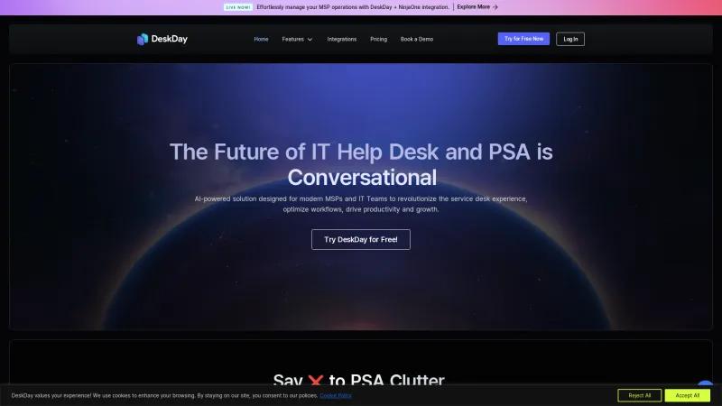 Homepage of DeskDay