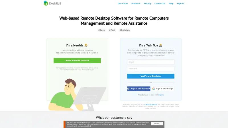 Homepage of DeskRoll Remote Desktop