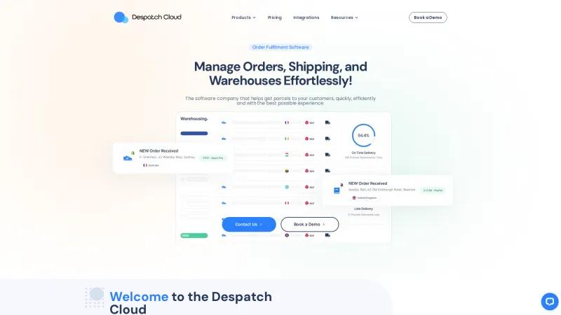 Homepage of Despatch Cloud