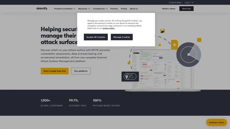Enhance Cybersecurity with Detectify's Leading External Attack Surface Management (EASM) Platform Homepage of Detectify