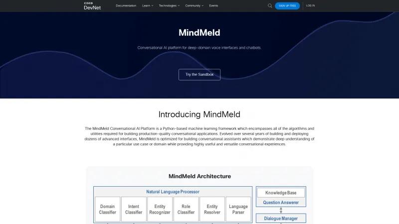 Homepage of MindMeld