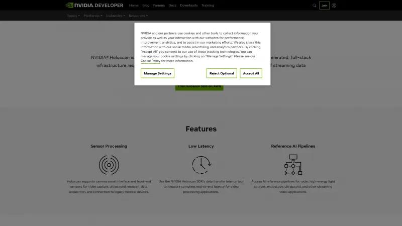 Homepage of NVIDIA Holoscan