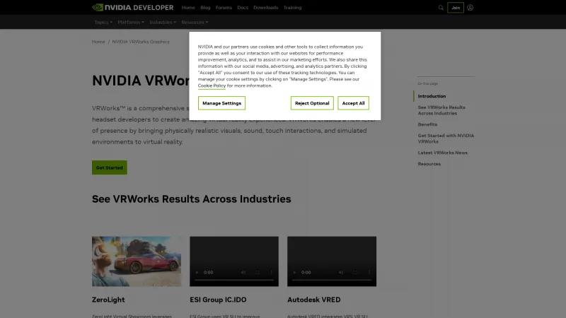 Homepage of NVIDIA VRWorks