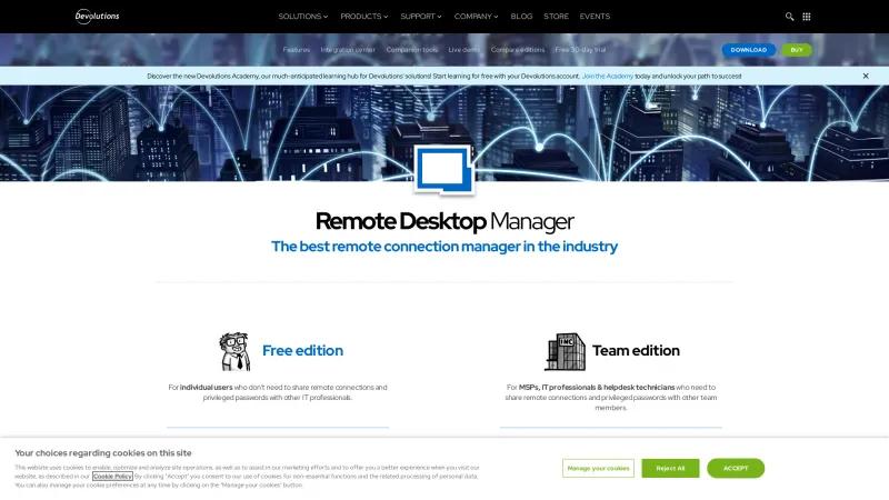 Homepage of Devolutions Remote Desktop Manager