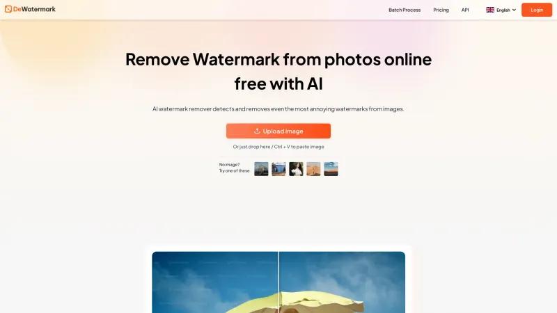 Homepage of DeWatermark