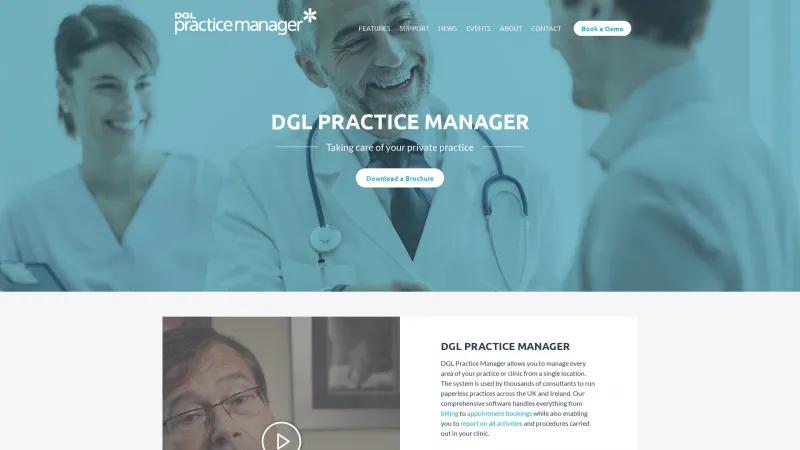 Homepage of DGL Practice Manager