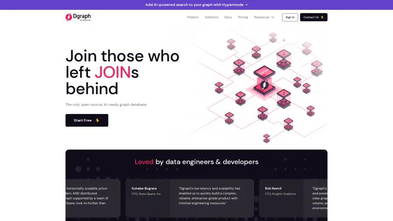 Homepage of Dgraph