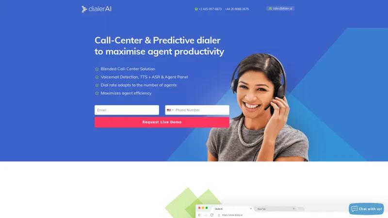 Homepage of DialerAI