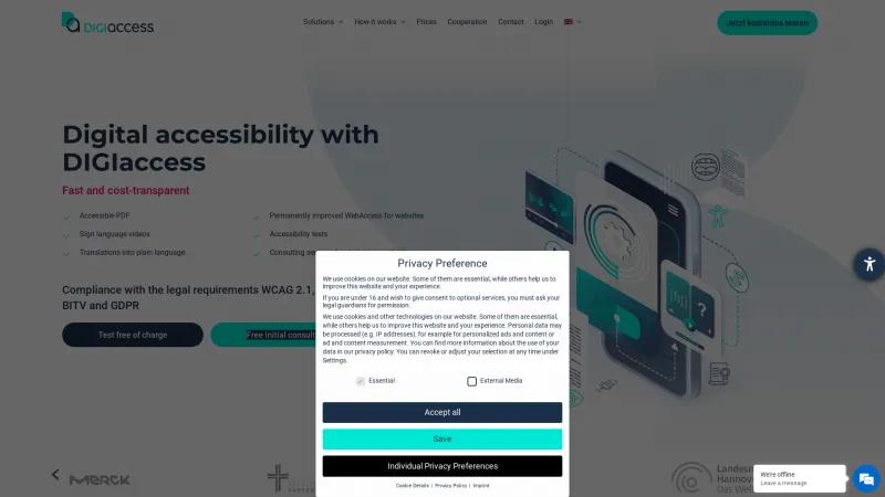 Homepage of DIGIaccess