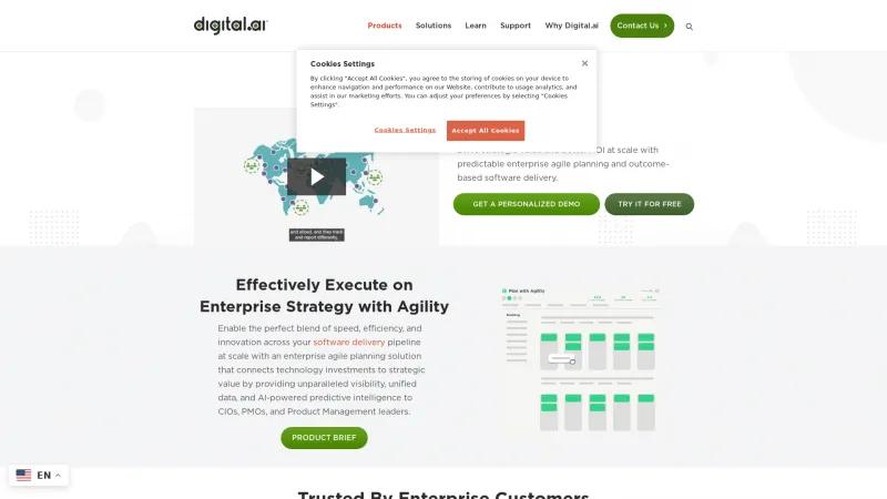 Homepage of Digital.ai Agility