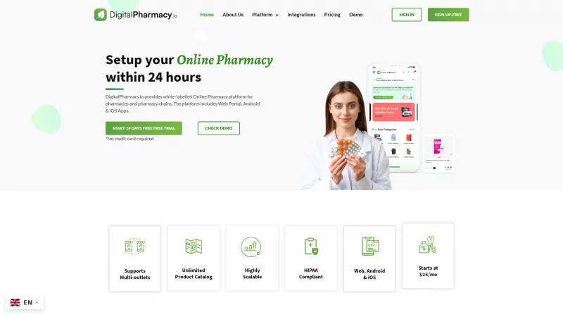 Homepage of DigitalPharmacy.io