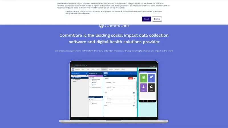 Homepage of CommCare