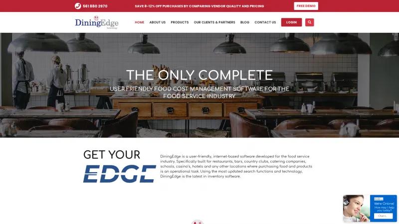 Homepage of DiningEdge