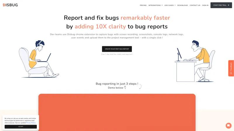 Homepage of Disbug