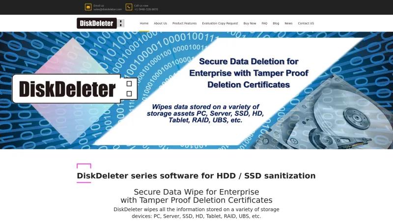 Homepage of DiskDeleter