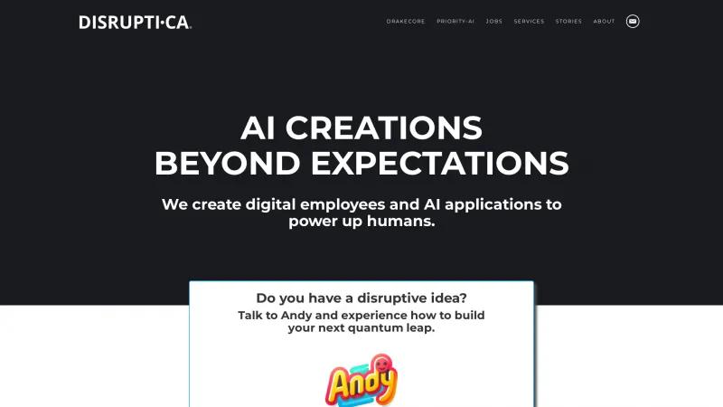 Homepage of Disruptica