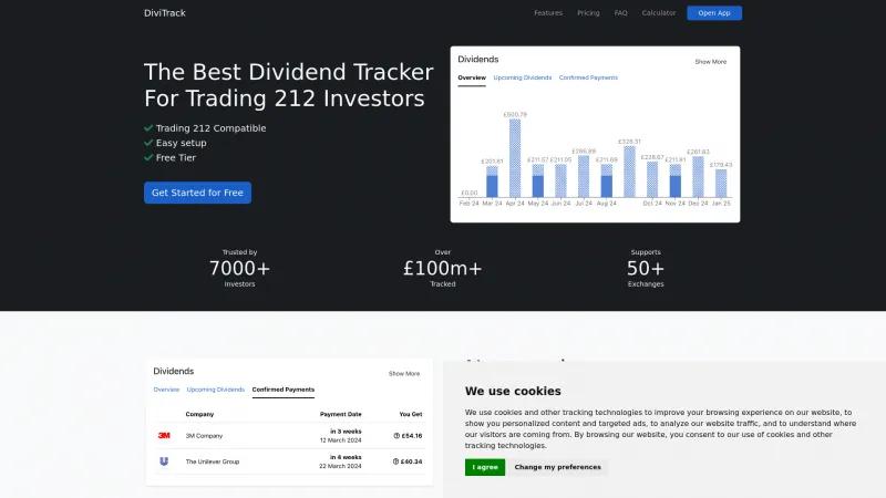 Homepage of DiviTrack