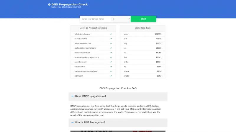 Homepage of DNSPropagation.net