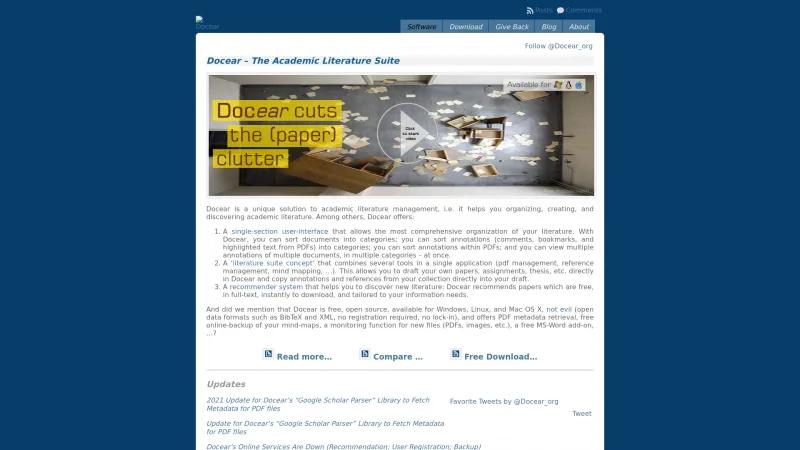 Homepage of Docear