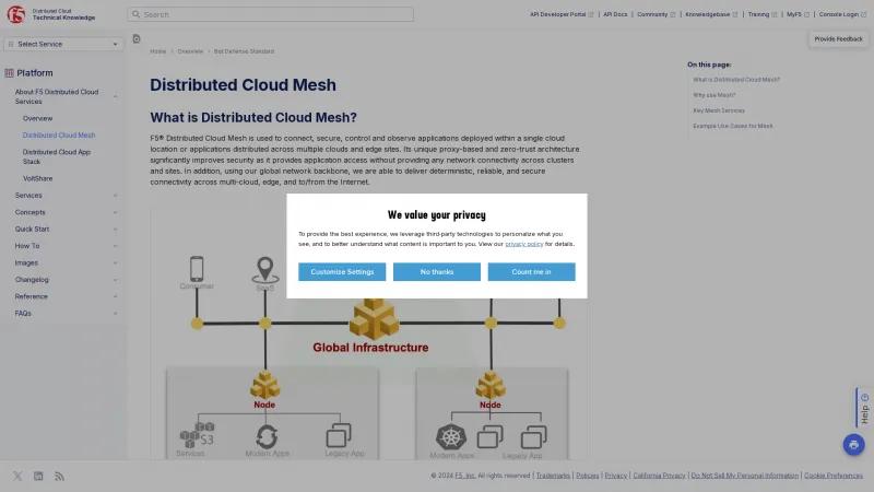 Homepage of F5 Distributed Cloud Mesh