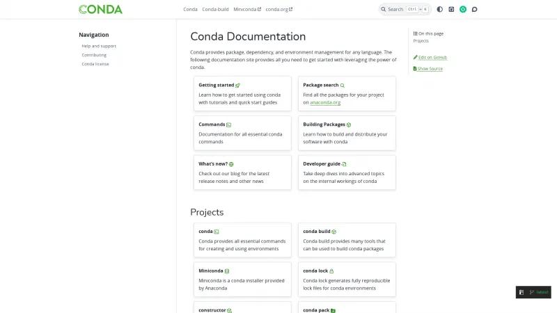 Homepage of Conda