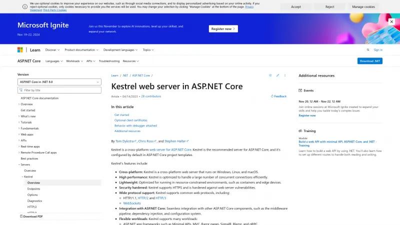 Homepage of Kestrel