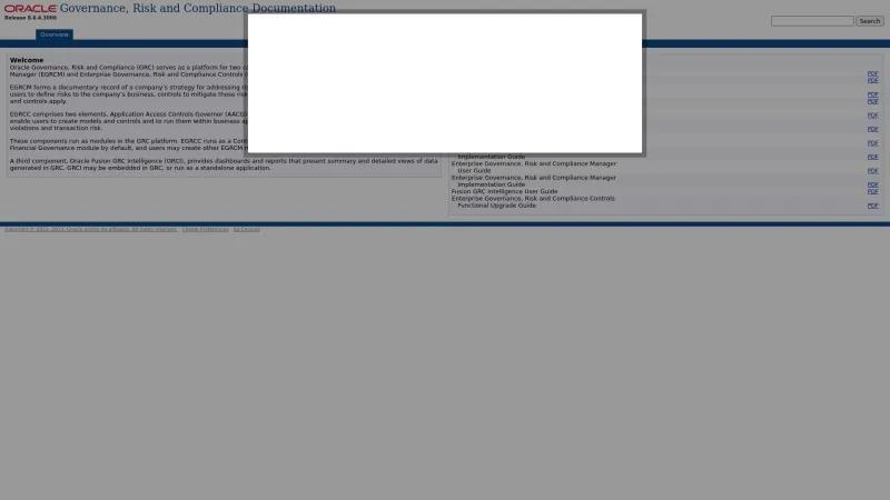 Homepage of Oracle GRC