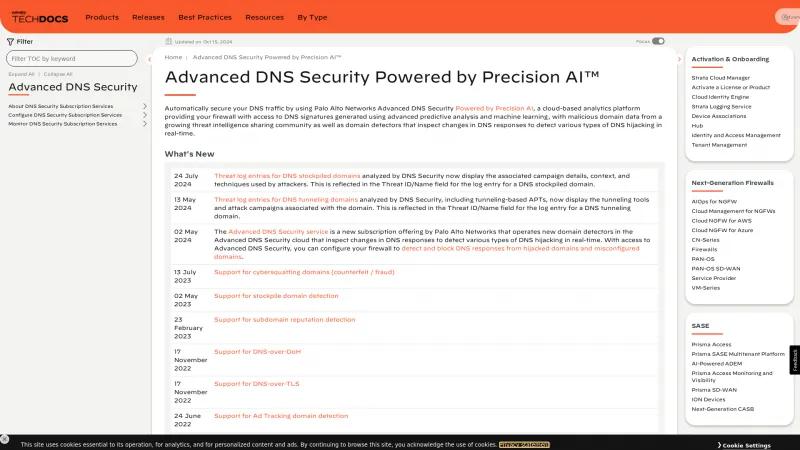 Homepage of Palo Alto Networks DNS Security Service