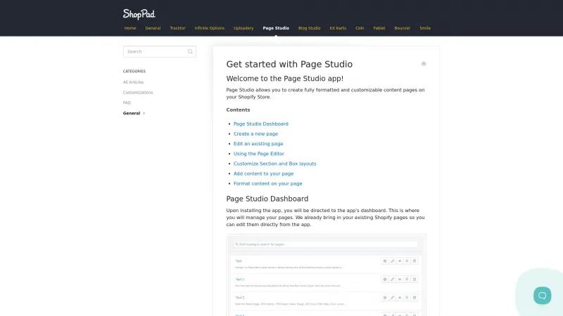 Homepage of Page Studio