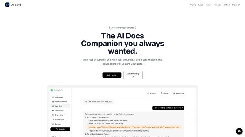 Homepage of DocsAI