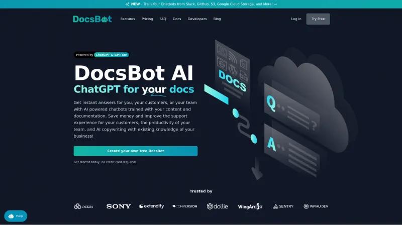 Homepage of DocsBot