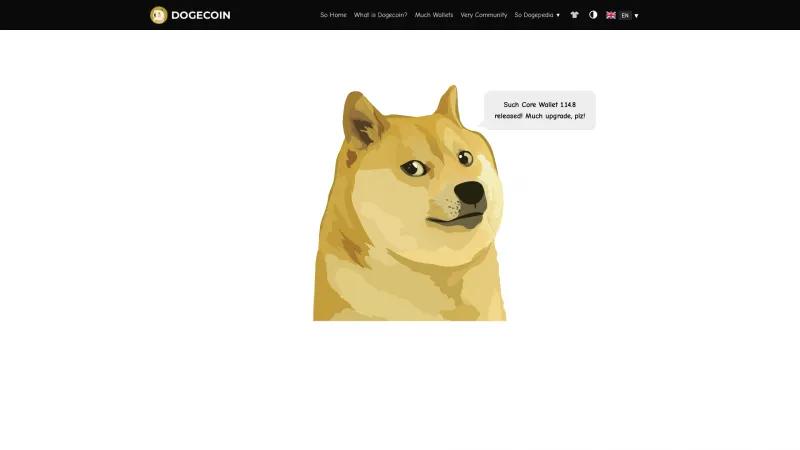 Homepage of Dogecoin