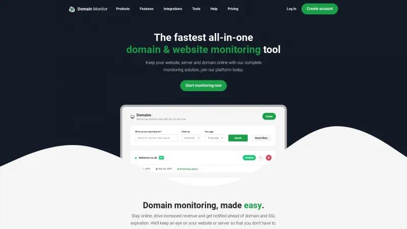 Homepage of Domain Monitor