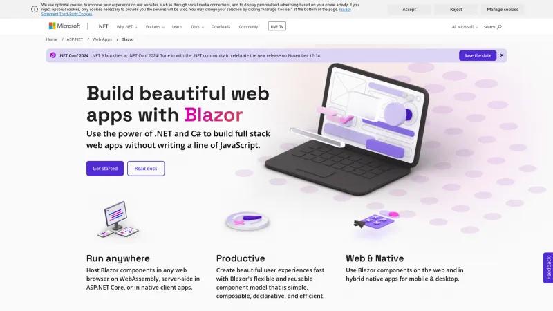 Homepage of Blazor