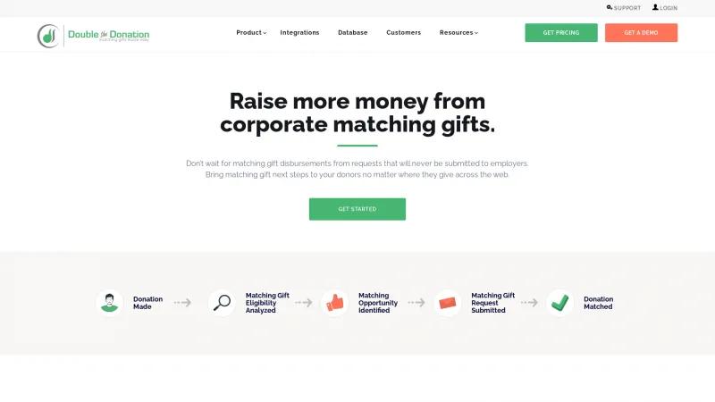 Homepage of Double the Donation