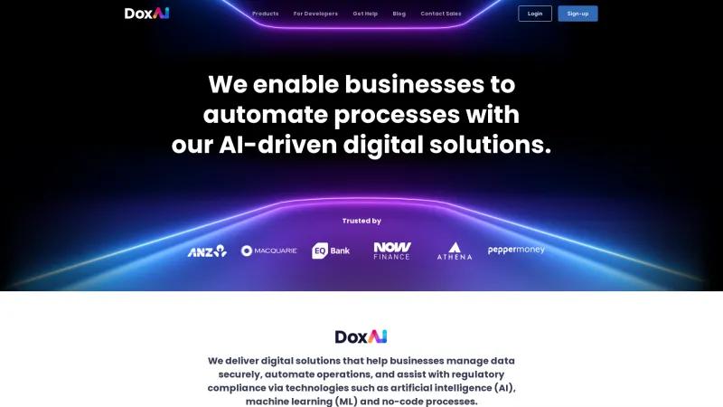 Homepage of DoxAI