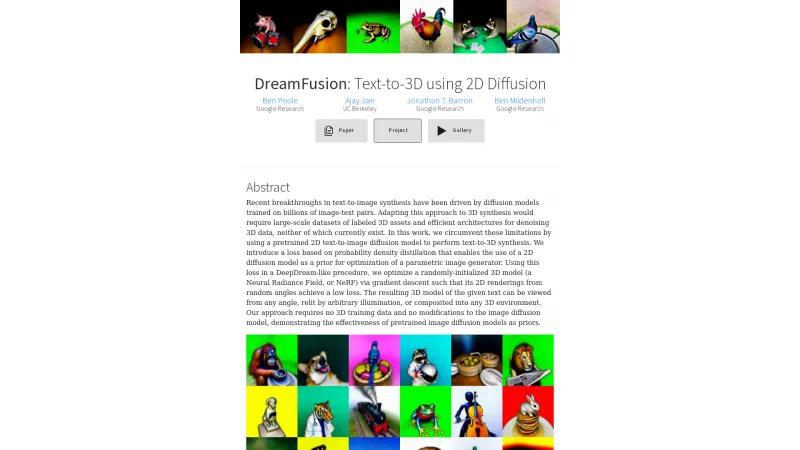 Homepage of DreamFusion