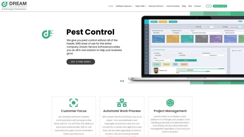 Homepage of Dream Service Software