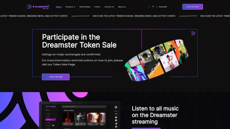 Homepage of Dreamster