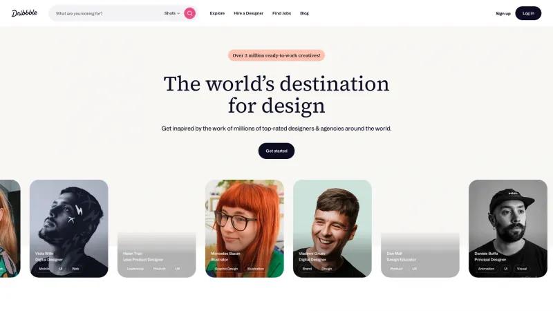 Homepage of Dribbble