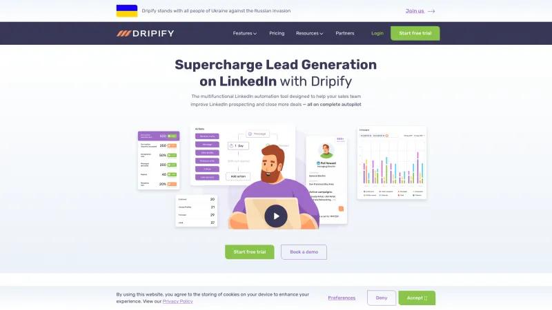 Homepage of Dripify