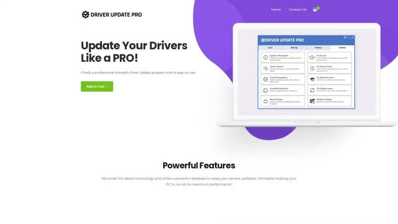 Homepage of Driver Update PRO