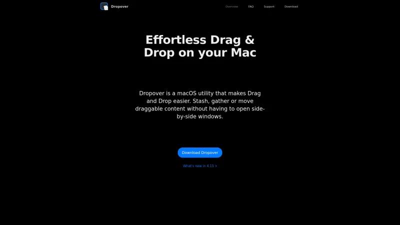 Homepage of Dropover