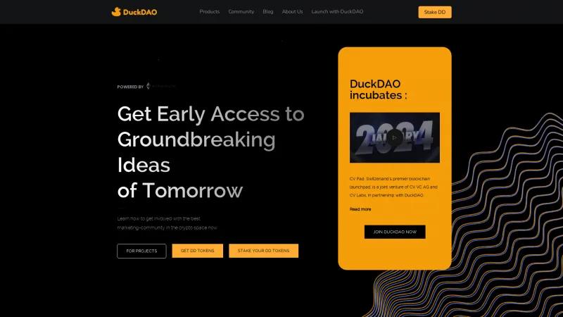 Homepage of DuckDAO