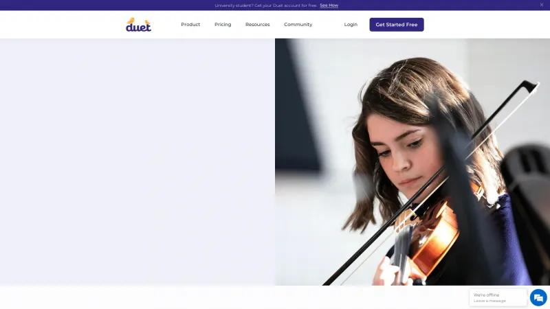 Homepage of Duet