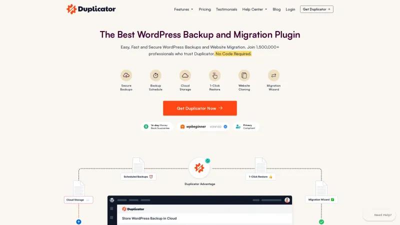 Homepage of Duplicator